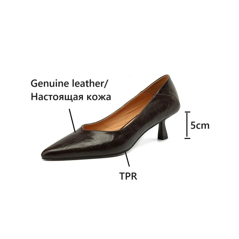 NEW Spring/Autumn Women Pumps Genuine Leather Shoes for Women Pointed Toe Thin Heel Shoes Cocise Black High Heels Stiletto Heels