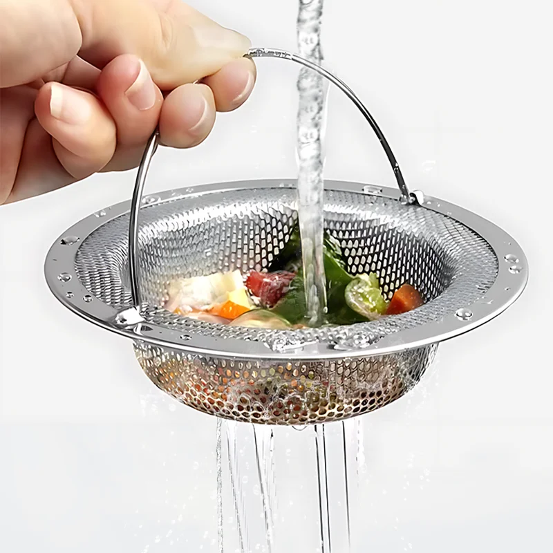 Drain Basket Sink Strainer Floor Drain Stainless Steel Bathtub Hair Catcher Stopper Against Clogging Kitchen Accessories