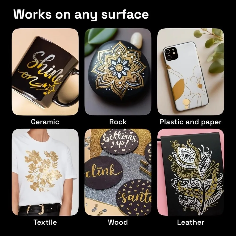 

Portable Metallic Color Craft Pen Hard Multifunctional Drawing Pen Soft Signature Pens Permanent Metallic Brush Paint Markers