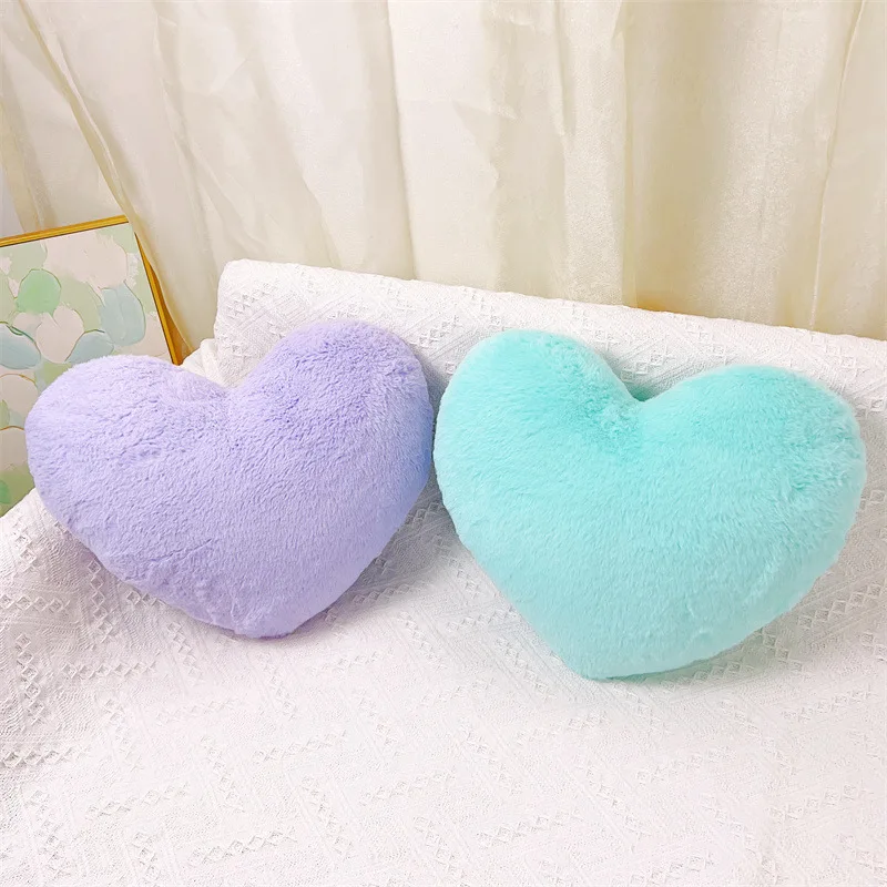Faux Rabbit Fur Heart Pillow Creative Heart-shaped Sofa Cushion Bedside Decorative Ornaments Cute Pillow Chair Cushion