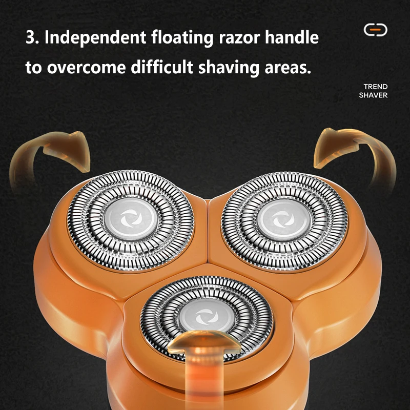 2026 New 3D Floating Head Electric Shaver for Men Rechargeable Beard Trimmer with Stainless Steel Blade Portable Rotary Razor