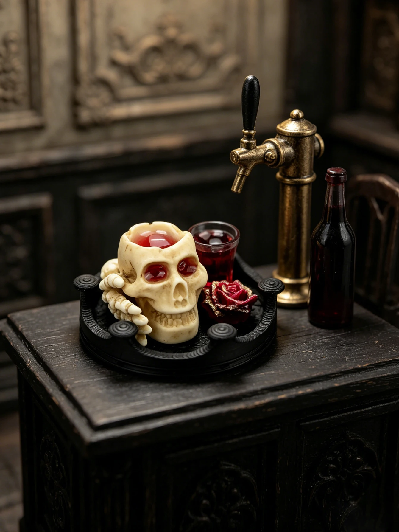 A Miniature Skeleton Scene Decoration, Suitable for Halloween and Easter Party Settings, 1/6, 1/12 Dollhouse, Photography Props, Micro-Landscape Decorations, Miniatures, Small Gifts, Giveaways, Home Decor Figurines