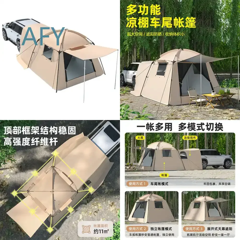 Outdoor Camping Tent Mesh Awning for Pergola Canopy Shelter with Chimney Opening Rear Tent Large Canopy for Outdoor Use