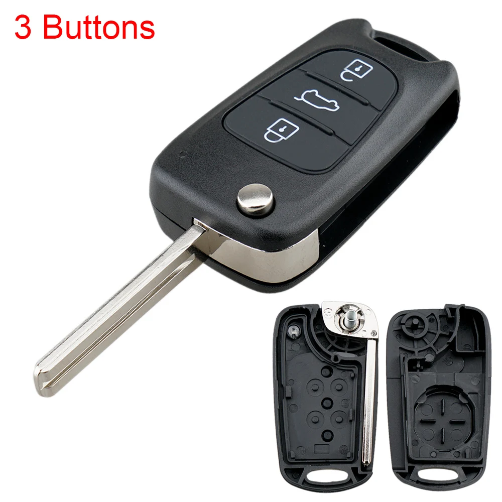 For Hyu ndai  Acc ent Sol aris Verma 3 Button Flip Remote Auto Car Key Shell Blanks