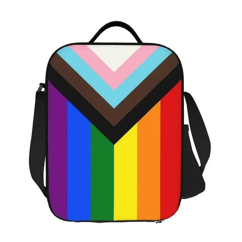 LGBT Progress Pride Flag Insulated Lunch Bags for Outdoor Picnic Gay Pride Waterproof Cooler Thermal Bento Box Women Children