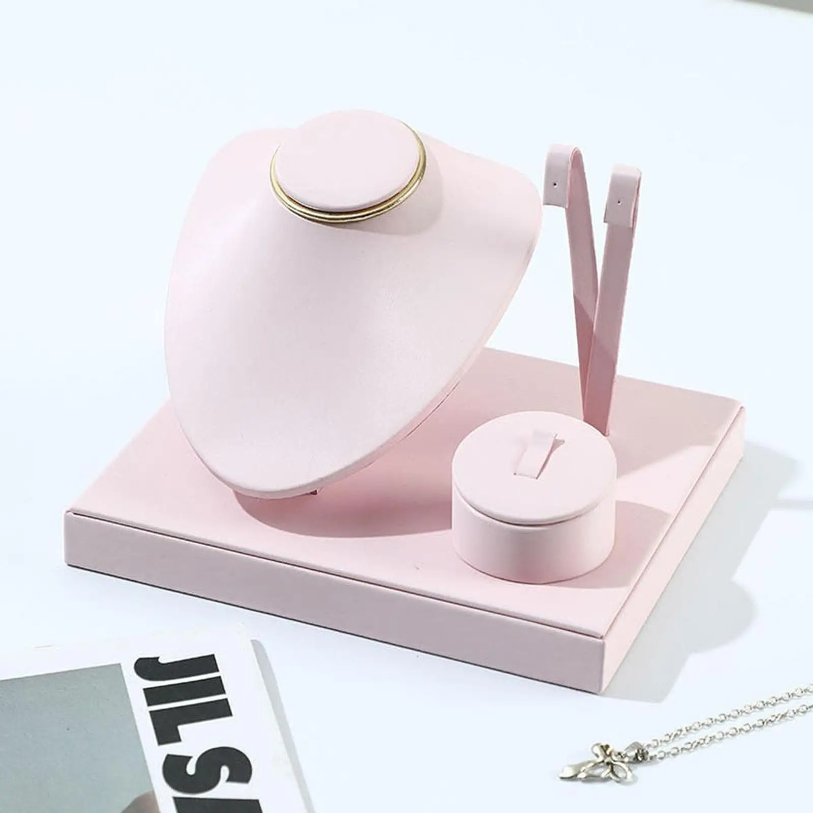 

Jewelry Display Stand, Necklace Bust Display PU Leather Stylish Necklace Organizer Stand for Woman Bedroom Girls Decor