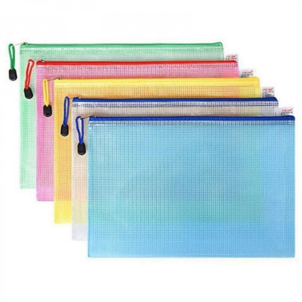 

10PCS A4 Document Bag Zip File Folders Stationery Storage Folder File Mesh Zipper Pouch Document Bag Large-capacity Storage Bag