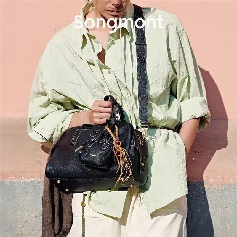 

Songmont Tracing Bowling Bag in Soft Calf Leather, Convertible Crossbody & Top Handle Designer Purse