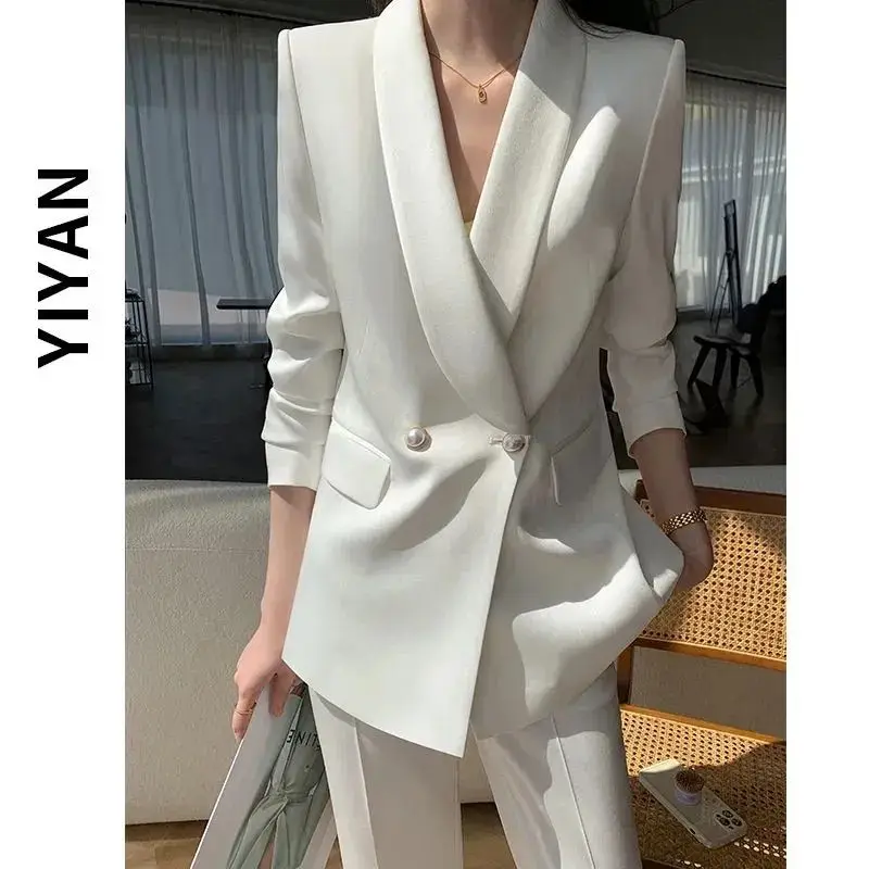 Spring and Autumn Suit Set Women\'s 2023 New Two Piece Set Fashion and Temperament Professional High End Casual White Suit