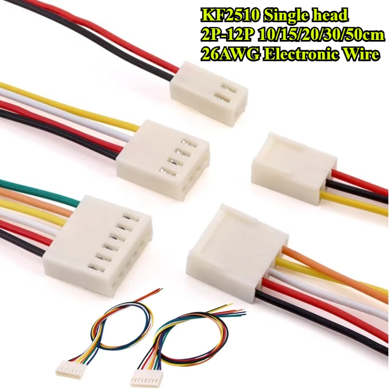 

10Pcs KF2510 Wire Cable Connector 2/3/4/5/6/7/8/9/10/12P 2.54mm Pitch Single Head 26AWG Electronic Wire Length 10/15/20/30/50cm