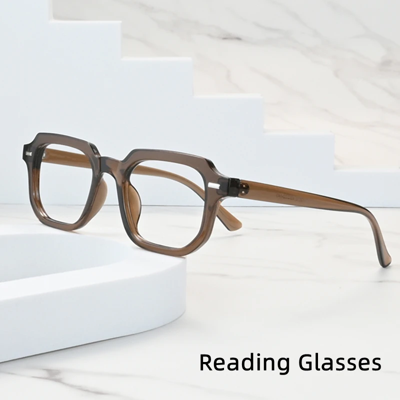 

Новые очки для чтения с блокировкой синего света, высококачественные очки для пресбиопии, роскошные трендовые очки для дальнего видения в квадратной оправе от 0 до +4,0