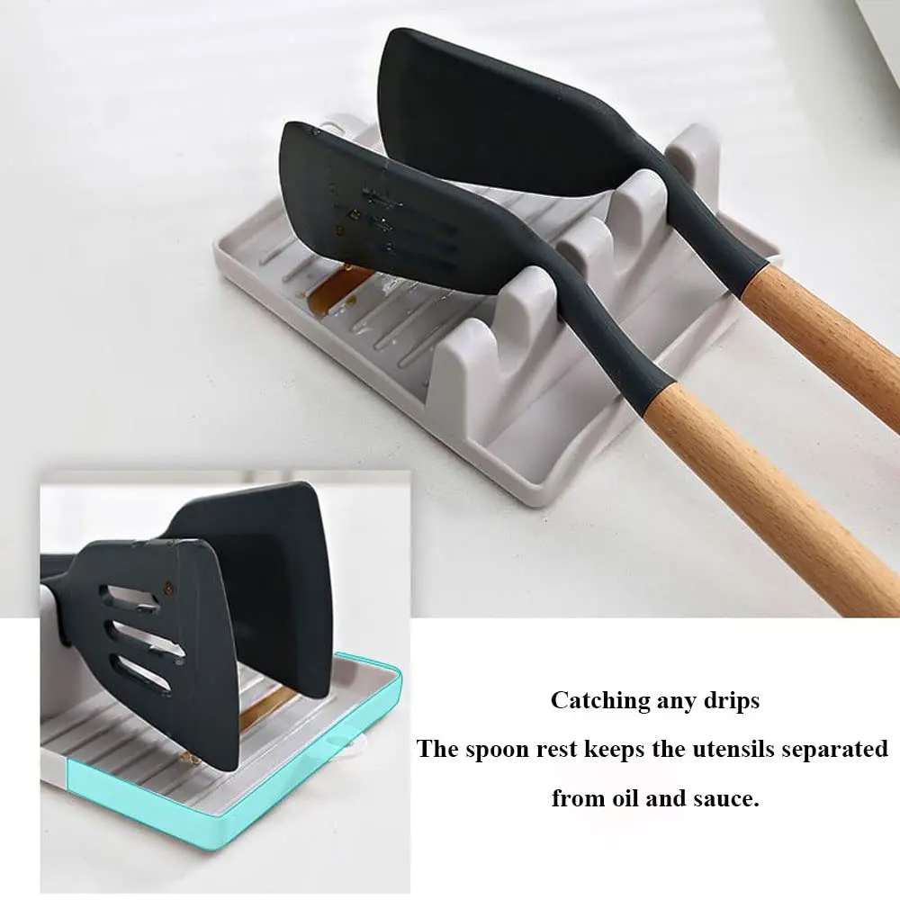 Household Multifunctional Spatula Rack Spoon Storage Shelf Spatula Pad Support Kitchen Storage Rack Countertop Pot Cover Rack