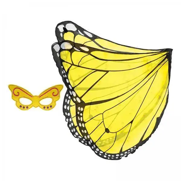 Elegante Disfraz de Mariposa con Alas de Chifón, Juego de Accesorios de Hada con Antifaz para Fotos y Fiestas