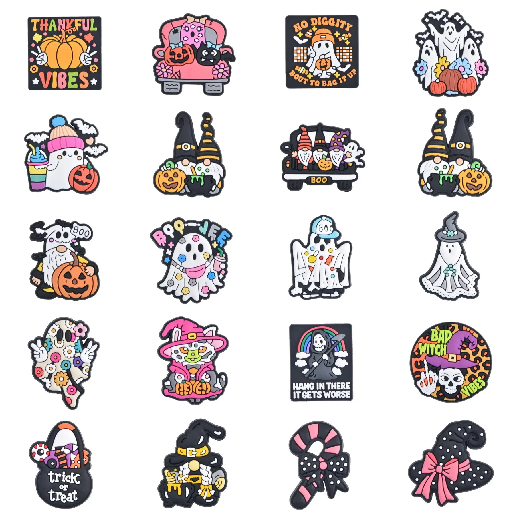 Cute Cartoon Ghost Pumpkin Halloween Shoe Charms Decoration for Kids Boys Girls Wristband Sandals Clog Accessories Party Gifts