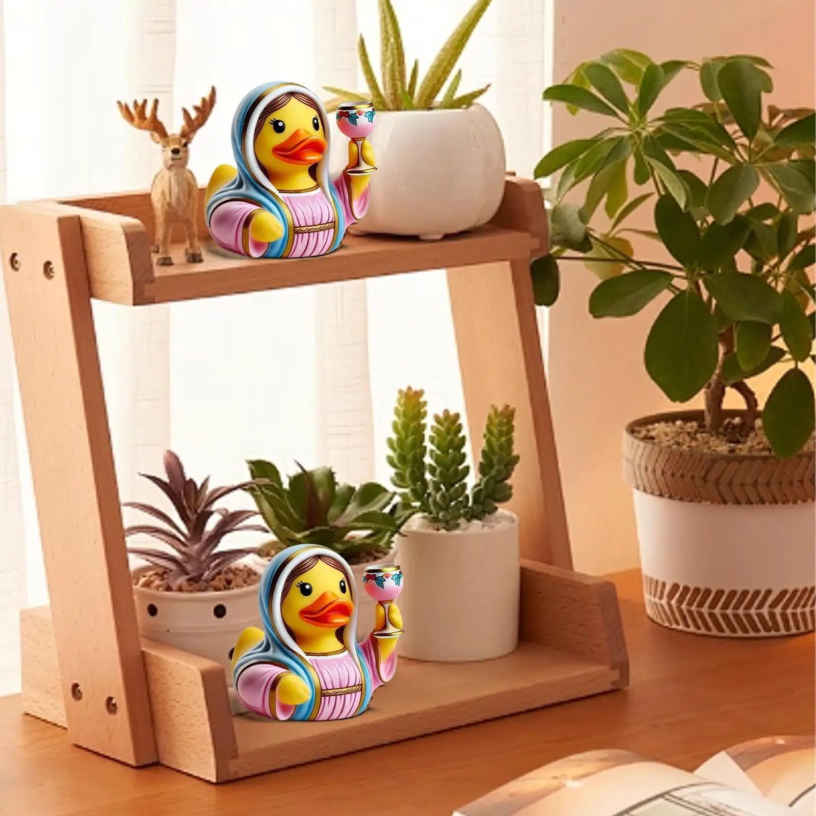 Duck Statue Resin Jesus Duck Desktop Christmas Decorations Cute Sculpture For Kids Adults Holiday Baptism Sunday School