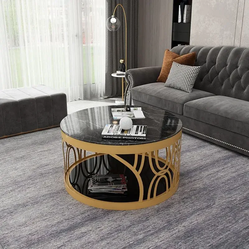 Simple modern glass coffee table, home living room hollowed out iron cat nest, circular high-end luxury creative small apartment