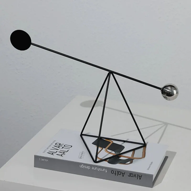 Modern Geometric Balance Sculpture Minimalist Iron Balance Ornament for Home Office Shelf Desktop Art Decoration