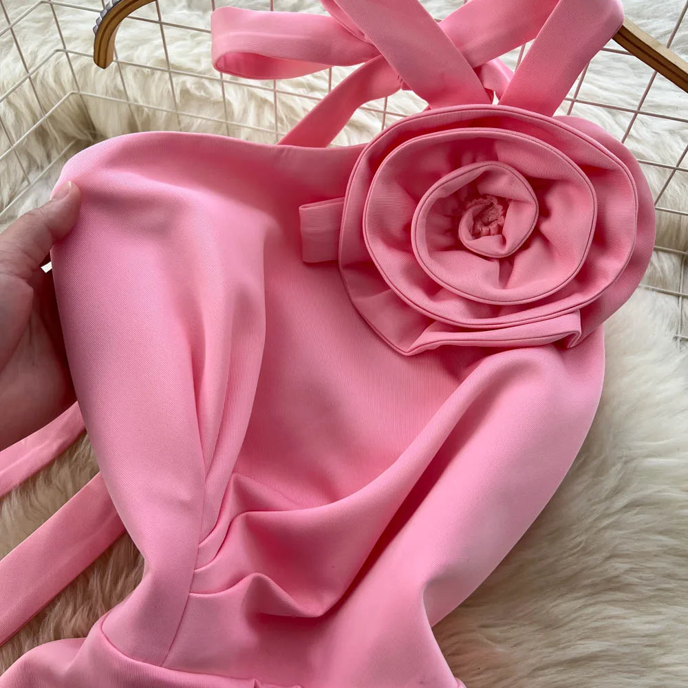 فستان مثير أنيق بدون أكمام للحفلات ثلاثي الأبعاد للنساء فساتين حفلات السهرة الكورية #4