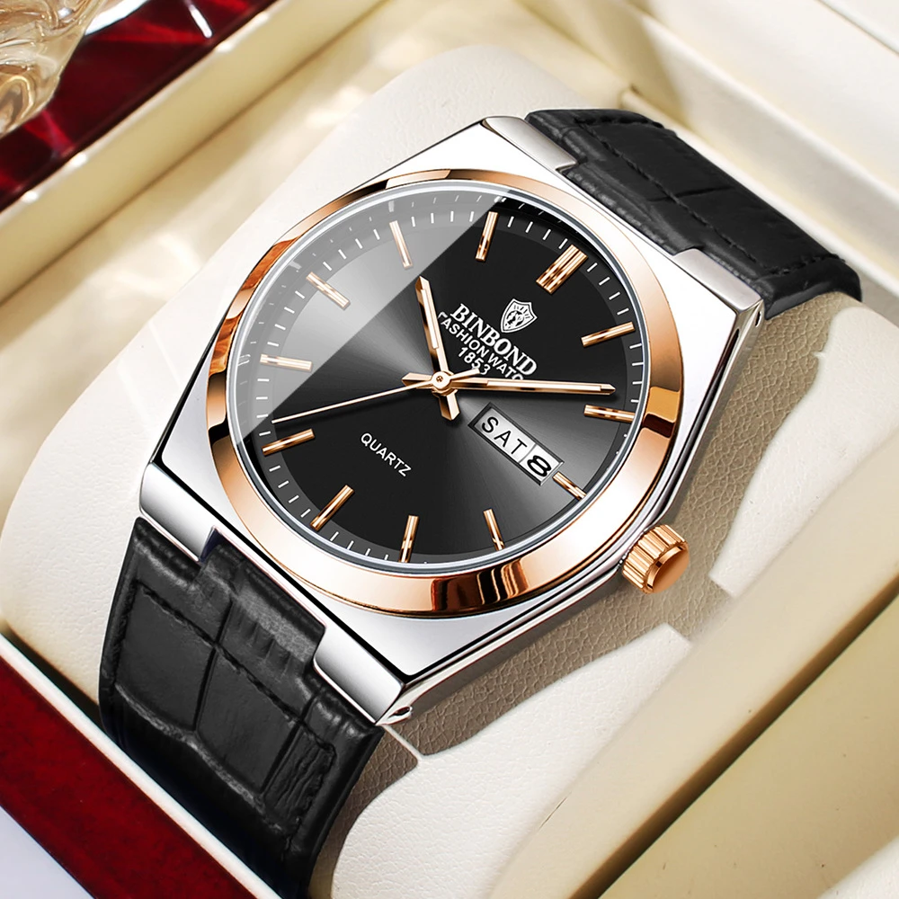 

2025 Casual Business Leather Fashion Quartz Wristwatches Gold Clock Men Luxury Watch Automatic Watches Mens Gifts Montre Homme