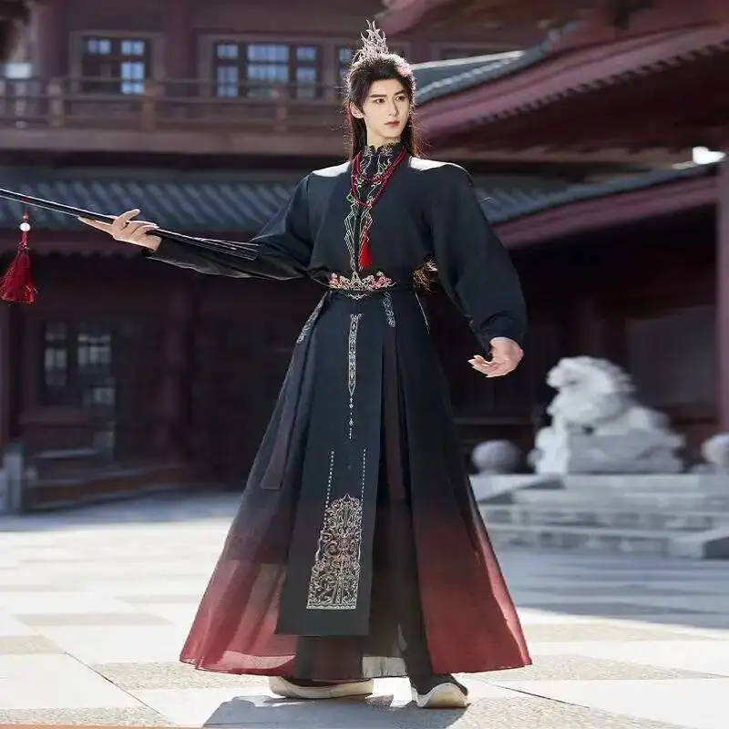 

Hanfu Dress Men's Traditional Embroidery Cross Collar Costume Vintage Mall Carnival Stage Dance Photos Outfits COS Classic Fair