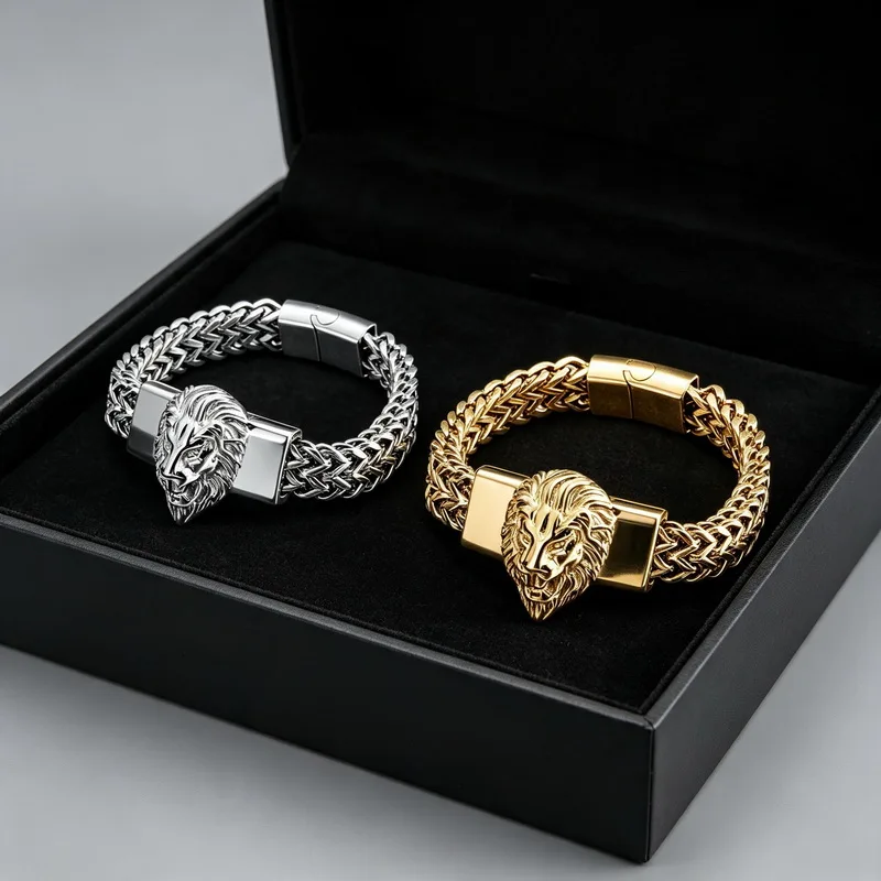 lion Bracelet Men Domineering Retro Punk Trend Bracelet Gothic Hip Hop Rock Motorcycle Riding Jewelry Gift