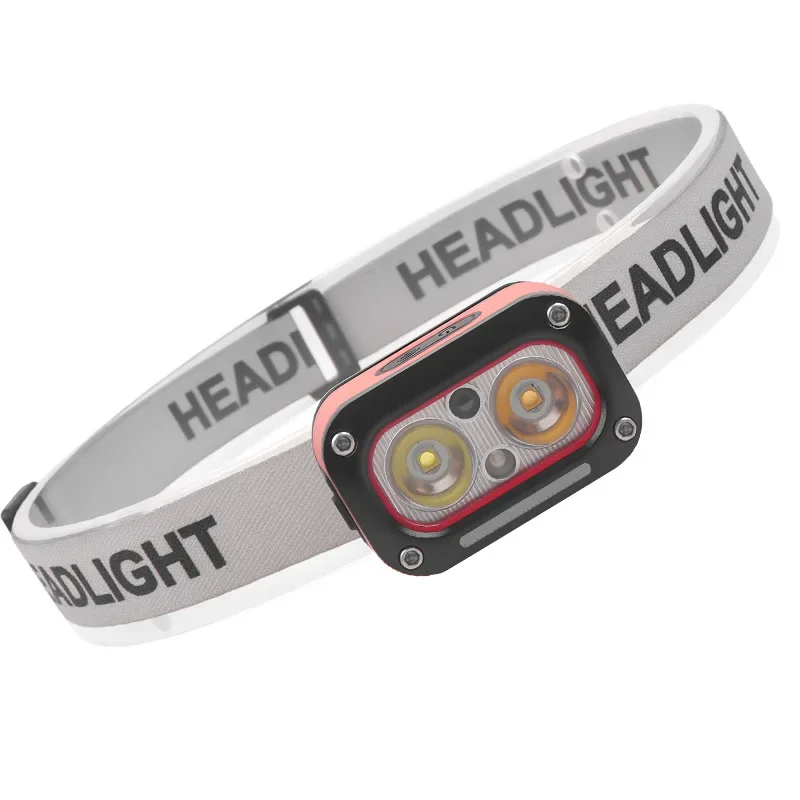 Three Light Strong Light Sensor Headlamp LED Sensor Head Lamp USB Rechargeable Outdoor Lighting Headwear Light Source