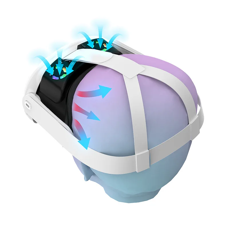 2025 جديد لمروحة تبريد Meta Quest 3 VR لـ Oculus Quest 3 مع تظليل RGB ومروحة قابلة للتنفس غطاء وجه لقناع العين