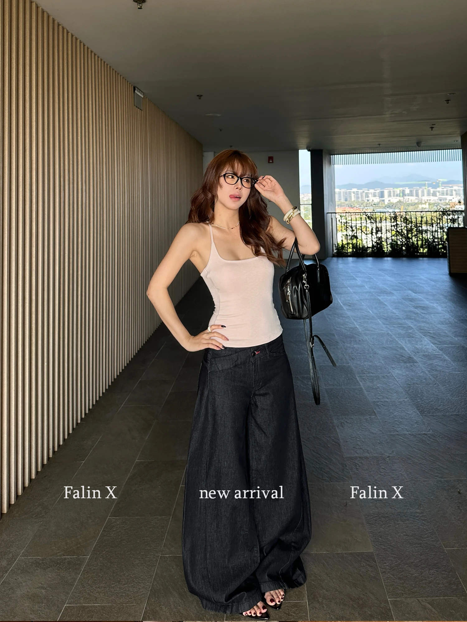 

Falin X Original Denim Loose Women's Jeans Low Waist Spring New Straight Leg Wide Leg Pants Waed Effect Cotton Zipper