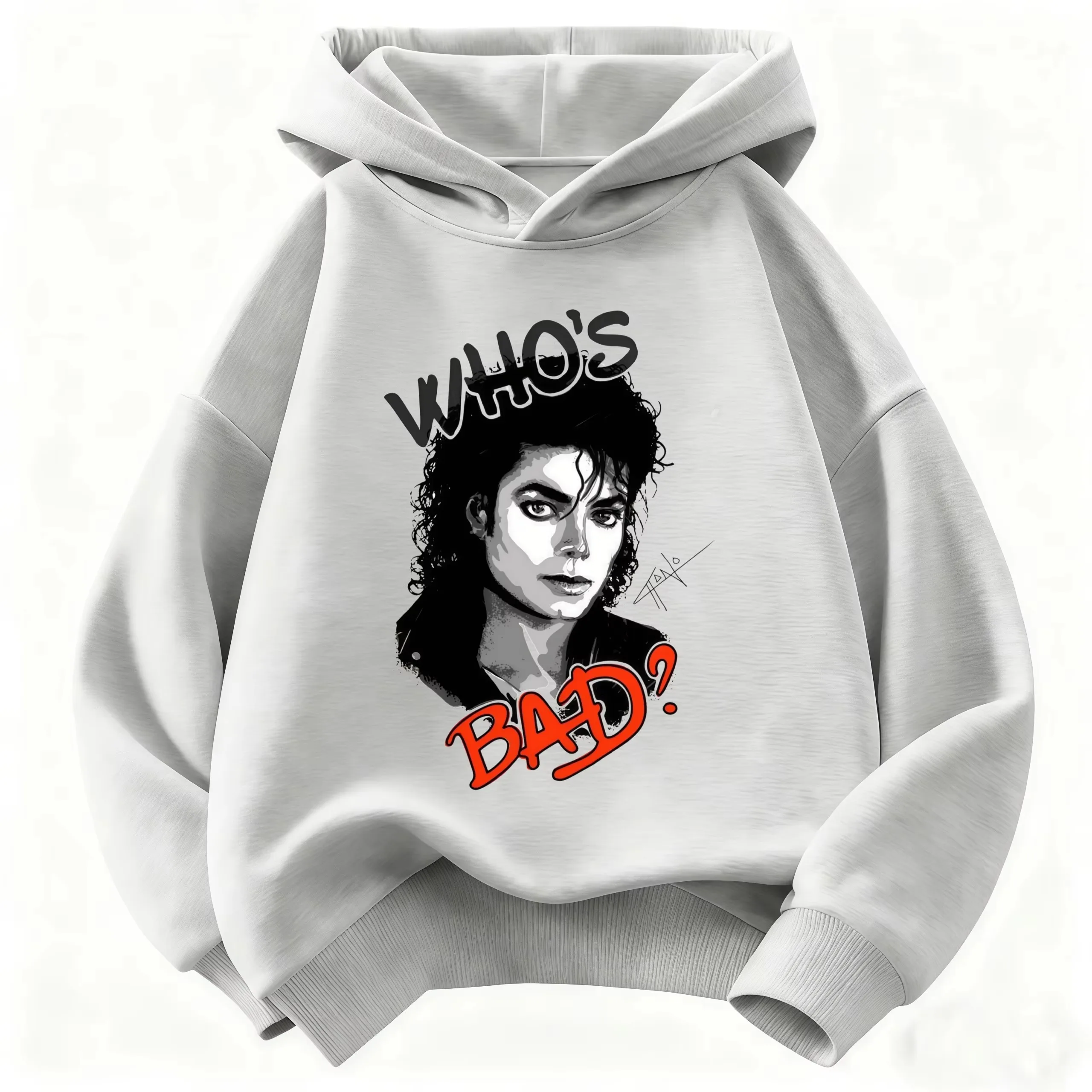 2026 Children Hooded Sweatshirt Michael Jackson Who's Bad Album Portrait Print Pullover Kids Boys Girls Fashion Casual Hoodie