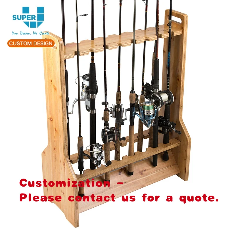 

custom.Customized Wooden Fishing Rods Display Holders Racks Commercial Fish Tackle Floor Stand Furniture Sale