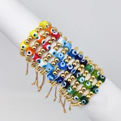 KKBEAD Multi-Color Turkish Evil Eye Bracelets for Women High Quality Gold Plated Beads Bracelets Accessories