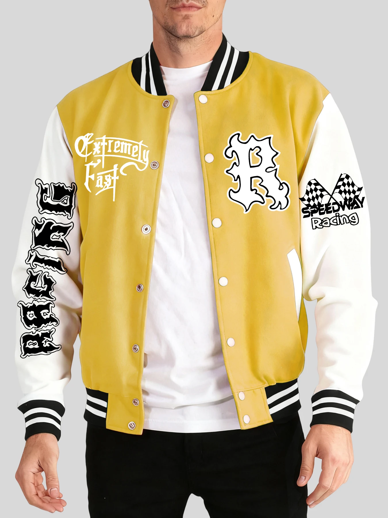 

Speed War Racing Print Unisex High Street Jacket Autumn Winter Sportswears Comfy Basics Baseball Uniform Oversized Casual Tops