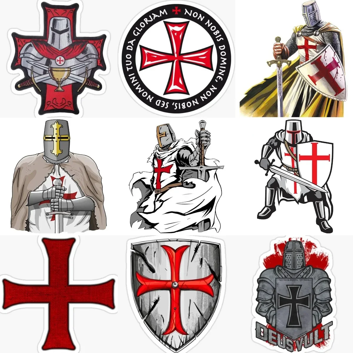 Knight Templar Crusader Red Cross Holy Knight PVC Sticker for Motorcycle Camper Car Window Room Table Helmet Decal Accessories