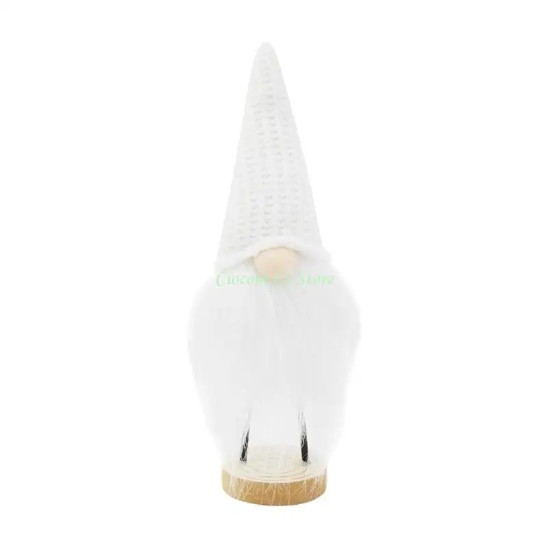 X90F Plush Christmas Gnomes Decors Holiday Tomte Figure with Base for Entry Table