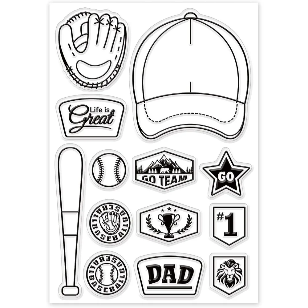 Baseball Hat Clear Stamps Baseball Sport Silicone Clear Stamp Seals for Cards Making DIY Scrapbooking Photo Journal Album