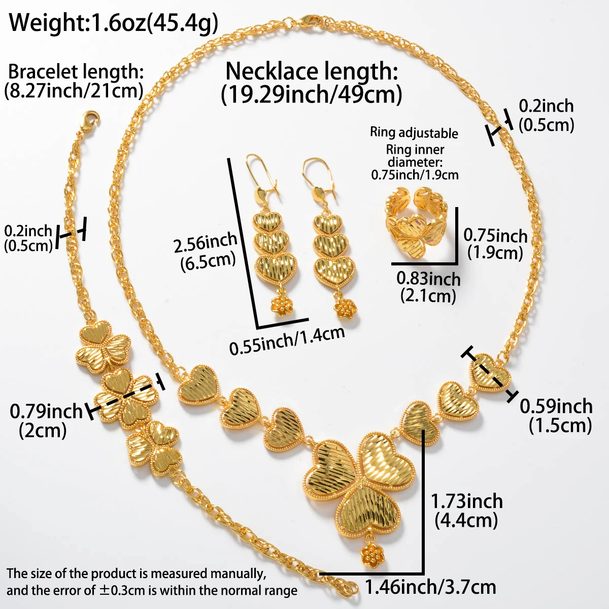 Dubai Jewelry Sets Necklace Bracelet Ring Earrings Set Elegant Gold Plated Arabic Design for Women Luxury Gift Wedding Jewelry