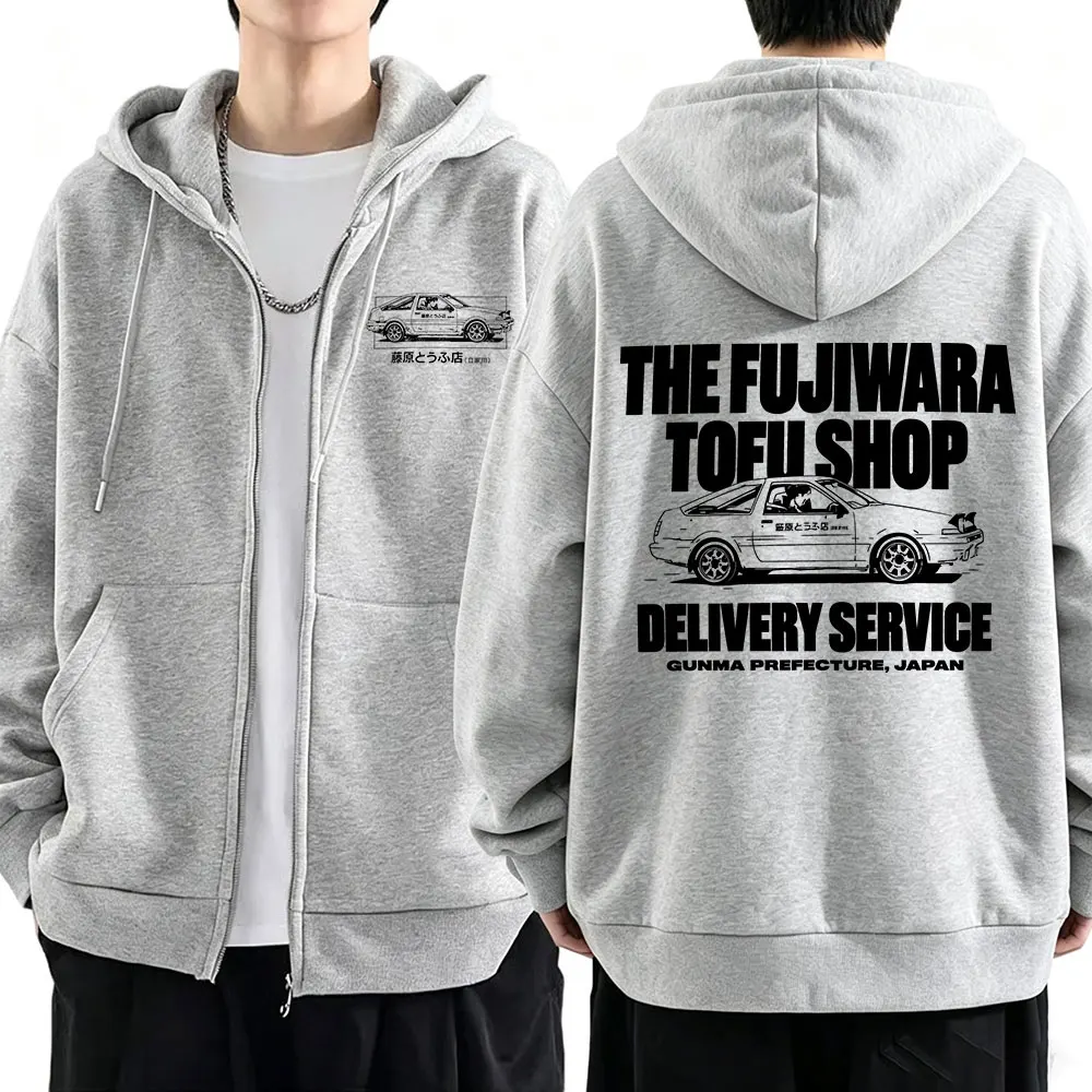 Anime Initial D Drift AE86 Takumi Fujiwara Tofu Shop JDM Auto Reißverschluss-Hoodies Herren Damen Kleidung Zip-Up Sweatshirts Jacken Mantel – Detail 2