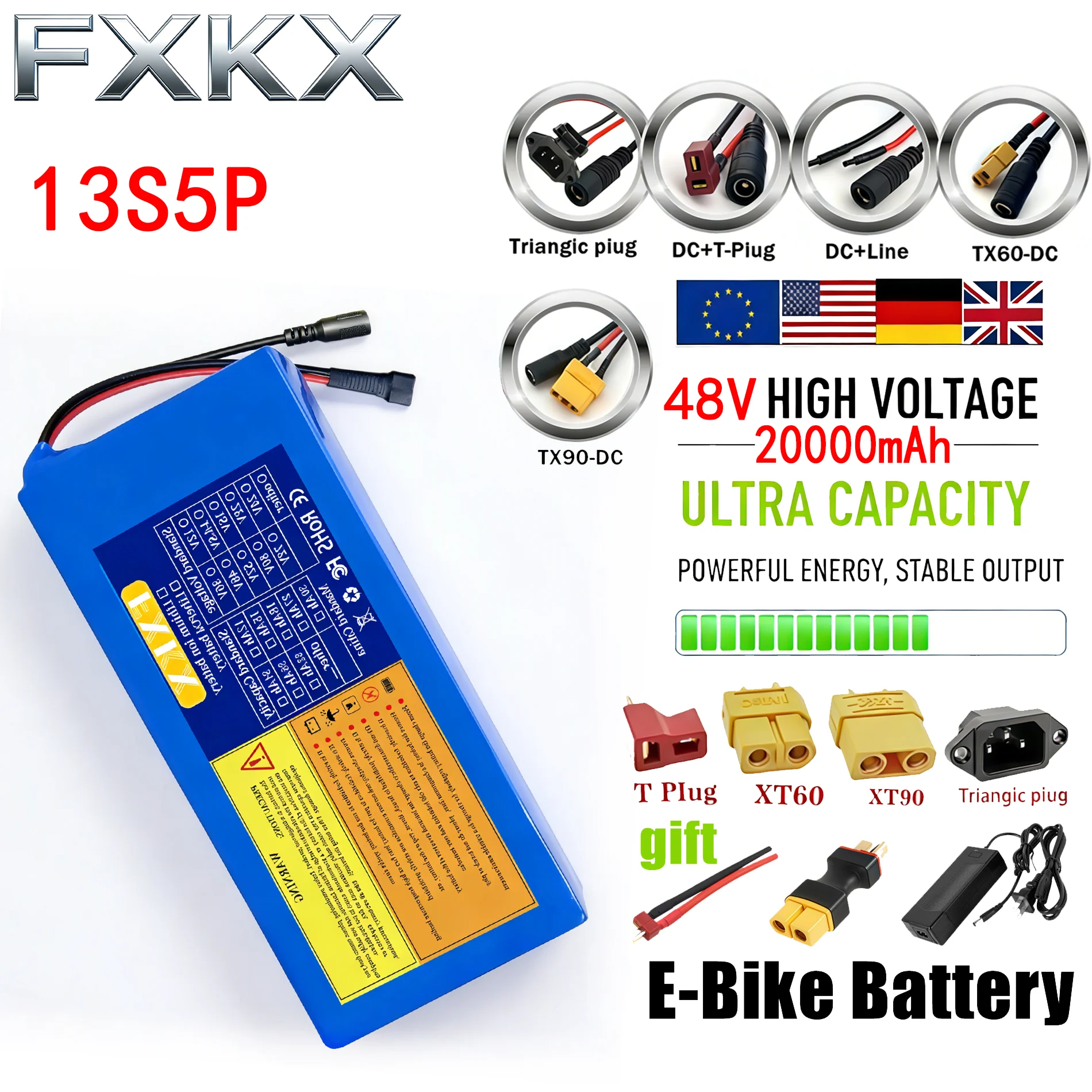 

13S5P 48V 10-30Ah Suitable for 500W-1000w Electric motorcycle scooter Electric , 18650 Rechargeable Lithium-ion Battery Pack