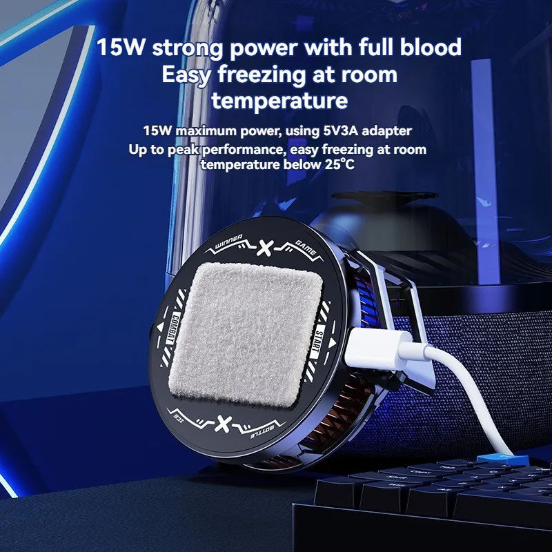 FS03 모바일 쿨러 업그레이드, 휴대폰 방열기 15W 강력 냉각, 자석 및 회전 클립, 아이스드 반도체 냉각