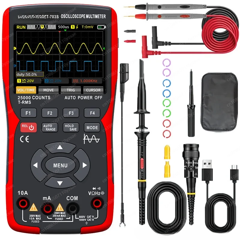 ZT703S 3in1 Digital Multimeter 50MHz Bandwidth 280MS Rate PC Waveform Data Storage Dual Oscillo-scope Signal Generator