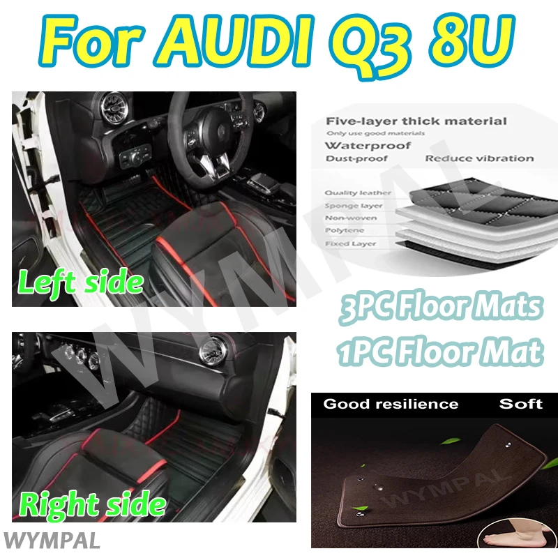 

Luxury Custom Car floor mats for AUDI Q3 8U 2012 2013 2014 2015 2016 2017 auto foot Pads automobile carpet cover interior pads