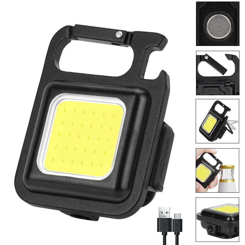 COB LED Mini Flashlight Super Bright Key Chain Light Outdoor Emergency Camping Flashlight Bag Accessories Key Ring Wholesale
