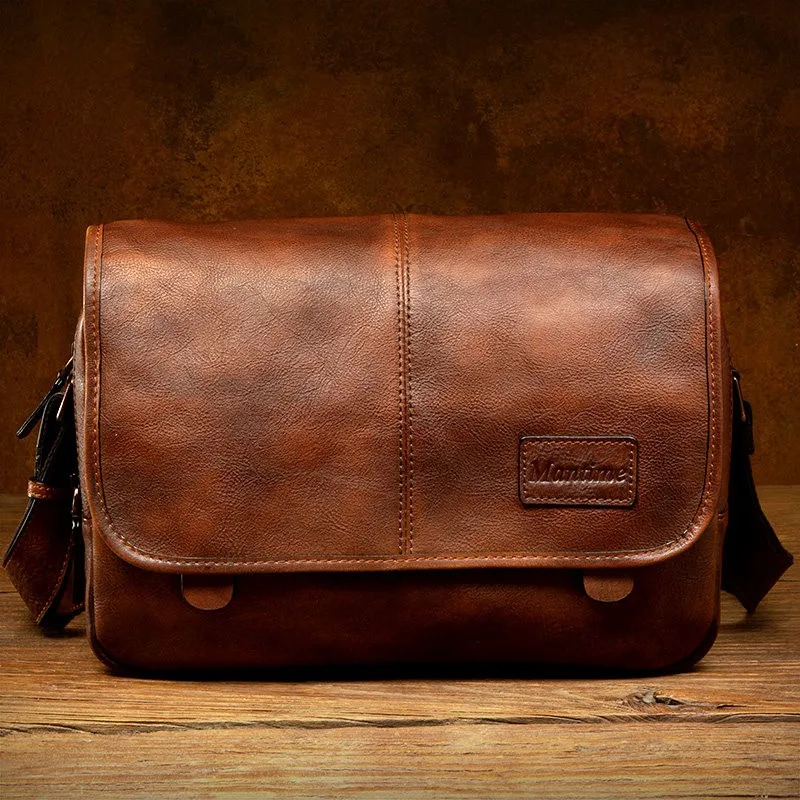 Leather Shoulder Bag Men's Messenger Bag Casual Men's Bag Tide Brand High-Capacity Leather Messenger Bag Tooling Backpack