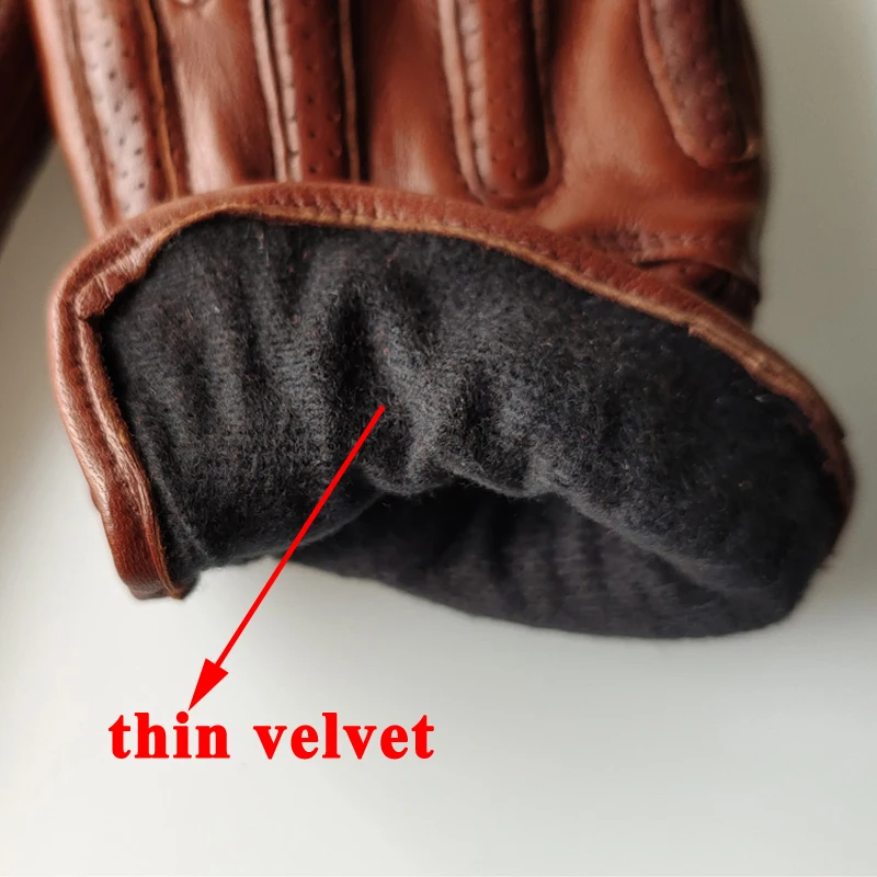 Arm Warmer Winter Men Locomotive Lambskin Gloves Male  Retro Brown Protective Gear Professional Riding  Driving Leather Mittens