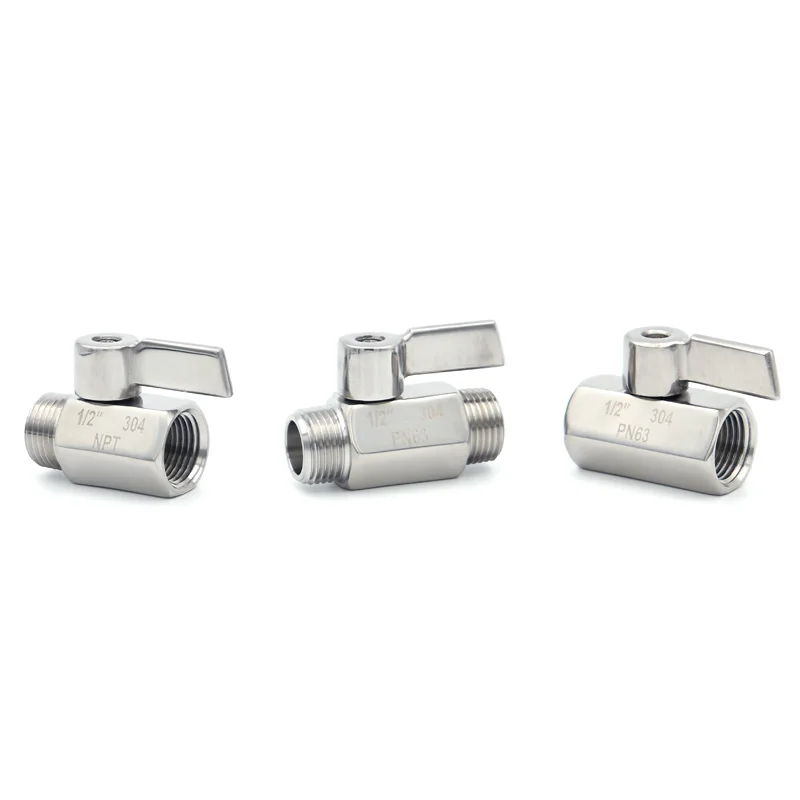 304 Stainless Steel Mini Ball Valve Sanitary 1/8 1/4 3/8 1/2 3/4 BSP NPT Female Male Thread Water Oil 2 Way Ball Valve Homebrew