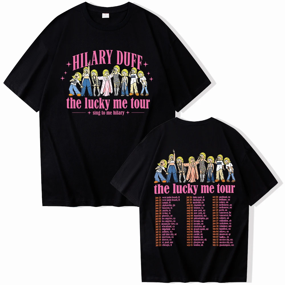 Футболка The Lucky Me Tour 2026 для мужчин и женщин, концерт Хилари Дафф, уличная одежда в стиле Харадзюку, короткий рукав, футболка Y2k