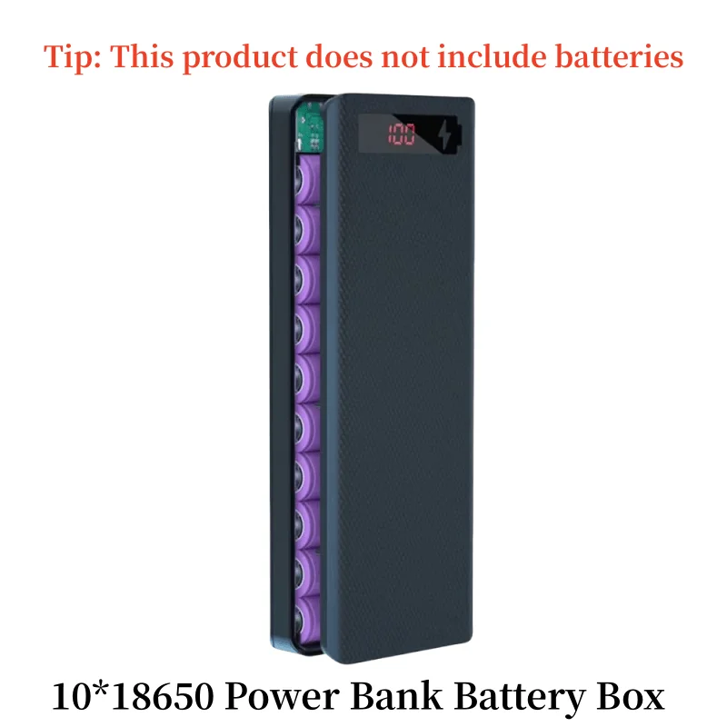 10*18650 Power Bank Battery Box Holder Portable Dual USB Type C Charge Shell for iPhone Xiaomi Huawei 18650 Battery Cases