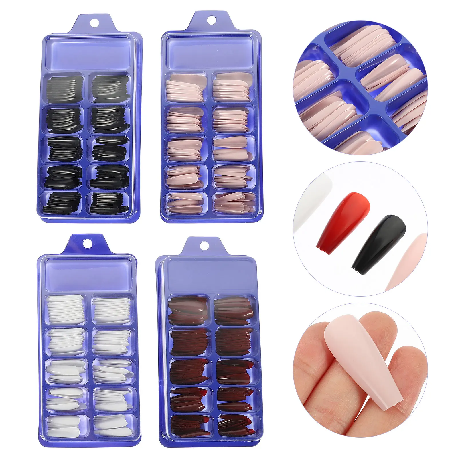 

400pcs Long False Nails Fake Nail Tips Full Cover Artificial Manicure Nails For Women Wedding Party Salon Home Use Reusable Nail