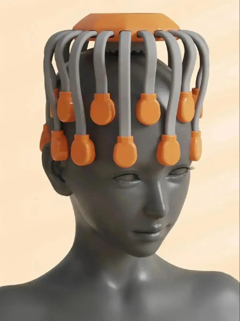 20 têtes de Massage Orange cuir chevelu masseur de tête lumière rouge vibrateur poulpe grattoir pour Relaxation Stress