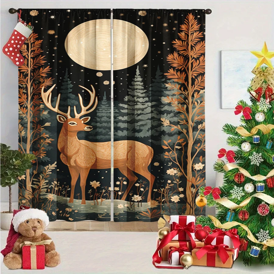 Home Decor Under 1000 - 2개 세트 디지털 프린트 커튼, 밤